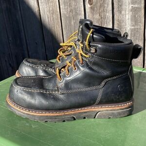 Wolverine I-90 Durashocks Black Leather Steel Toe Work Boots Men's Size 9M